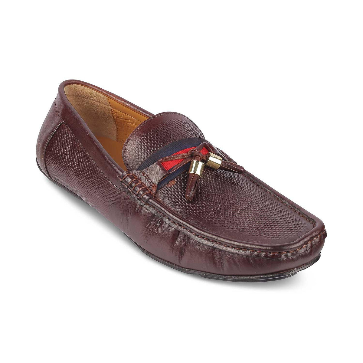 Tresmode Sotas Brown Men's Leather Driving Loafers - Tresmode