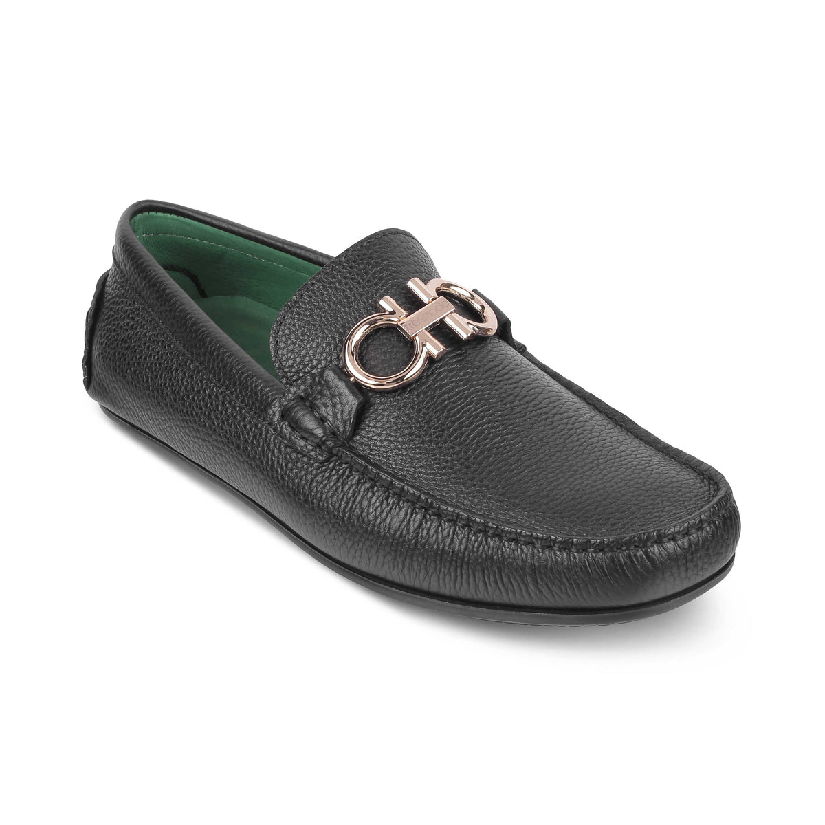 Tresmode Stpierre Black Men's Leather Driving Loafers - Tresmode
