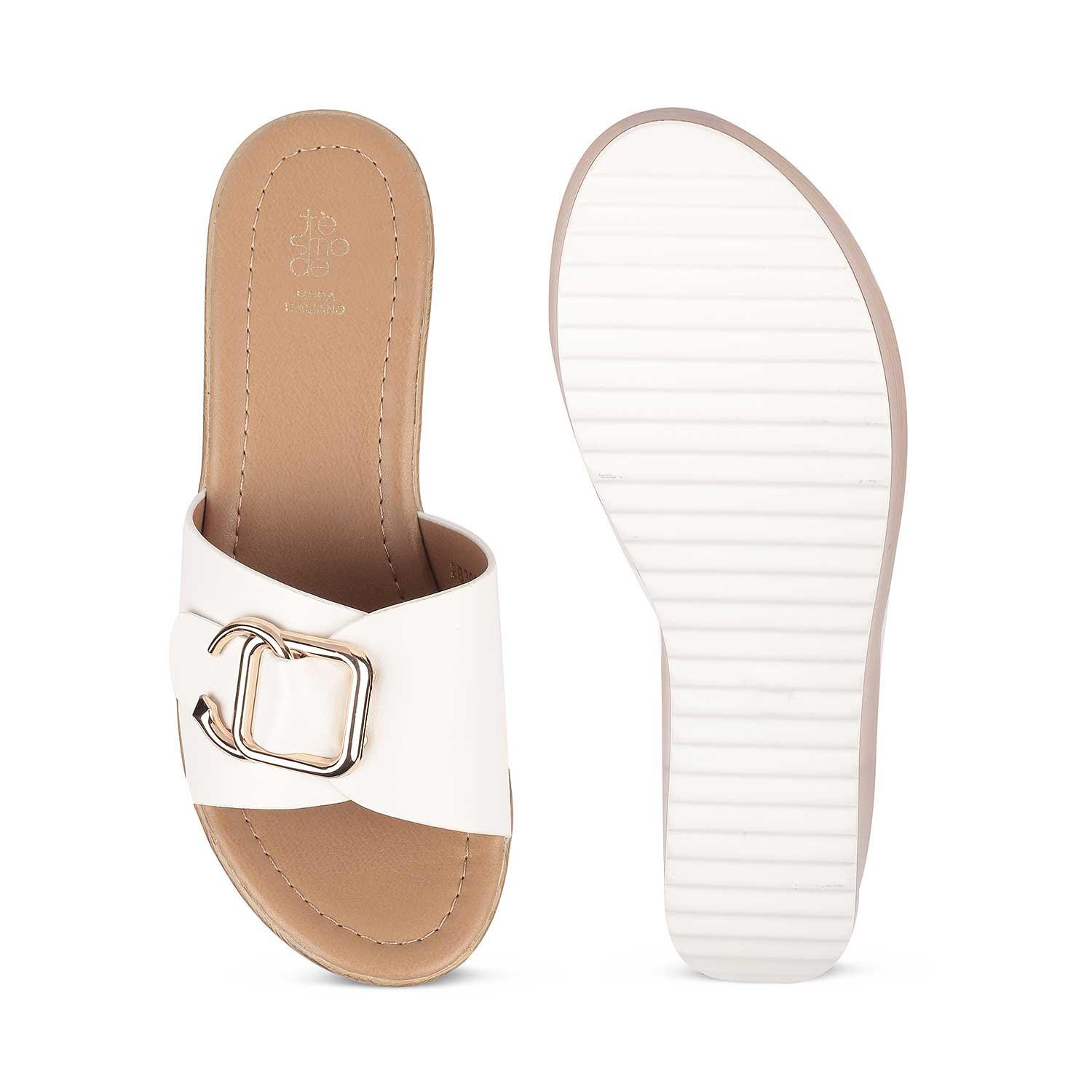 Tresmode Tredge White Women's Dress Wedge Sandals - Tresmode