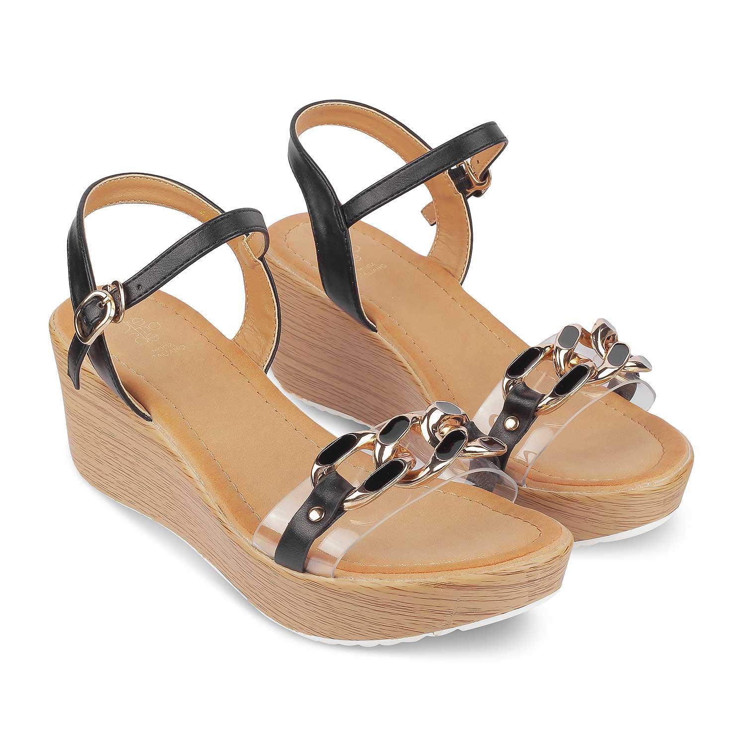 Tresmode Trwedge Black Women's Dress Wedge Sandals - Tresmode