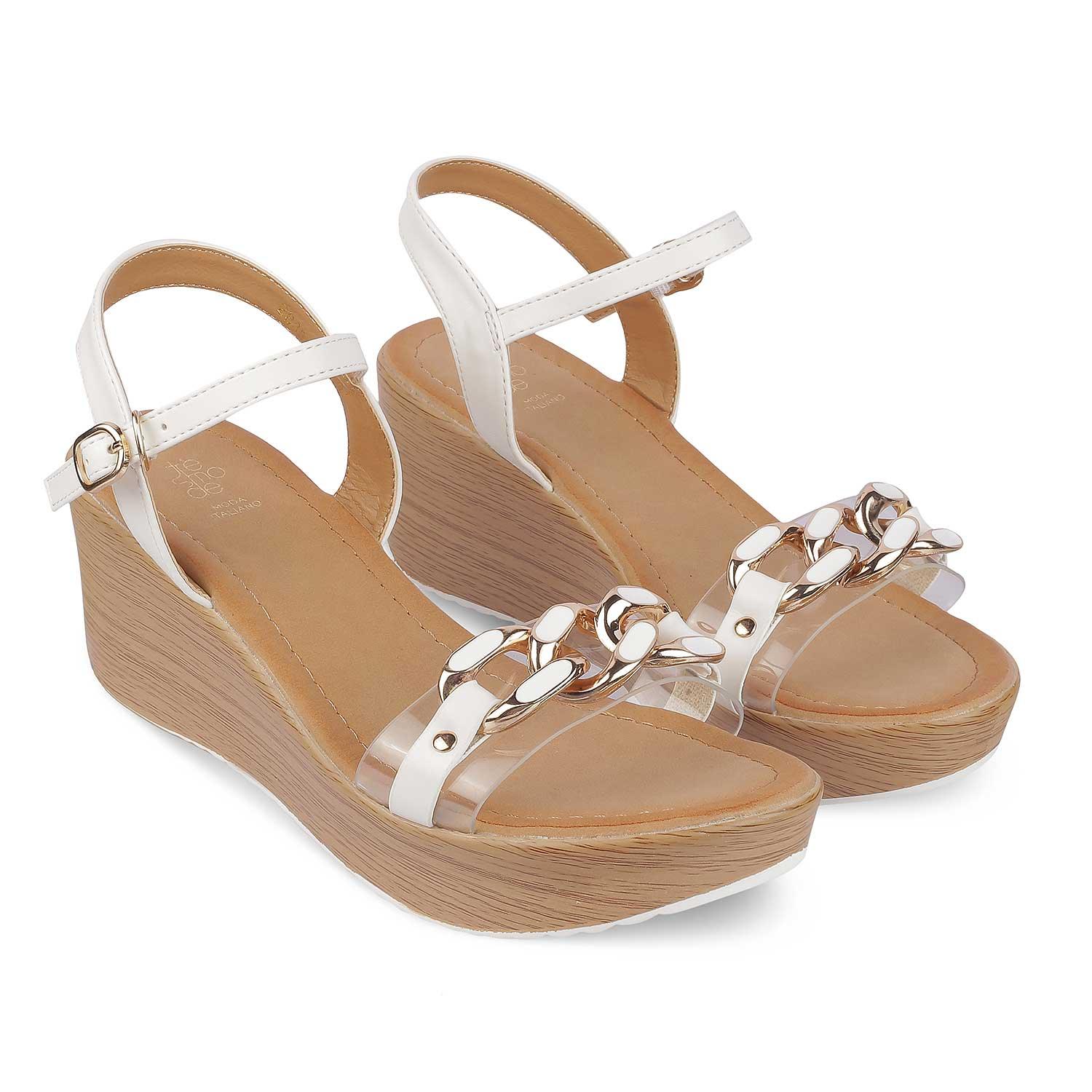 Tresmode Trwedge White Women's Dress Wedge Sandals - Tresmode