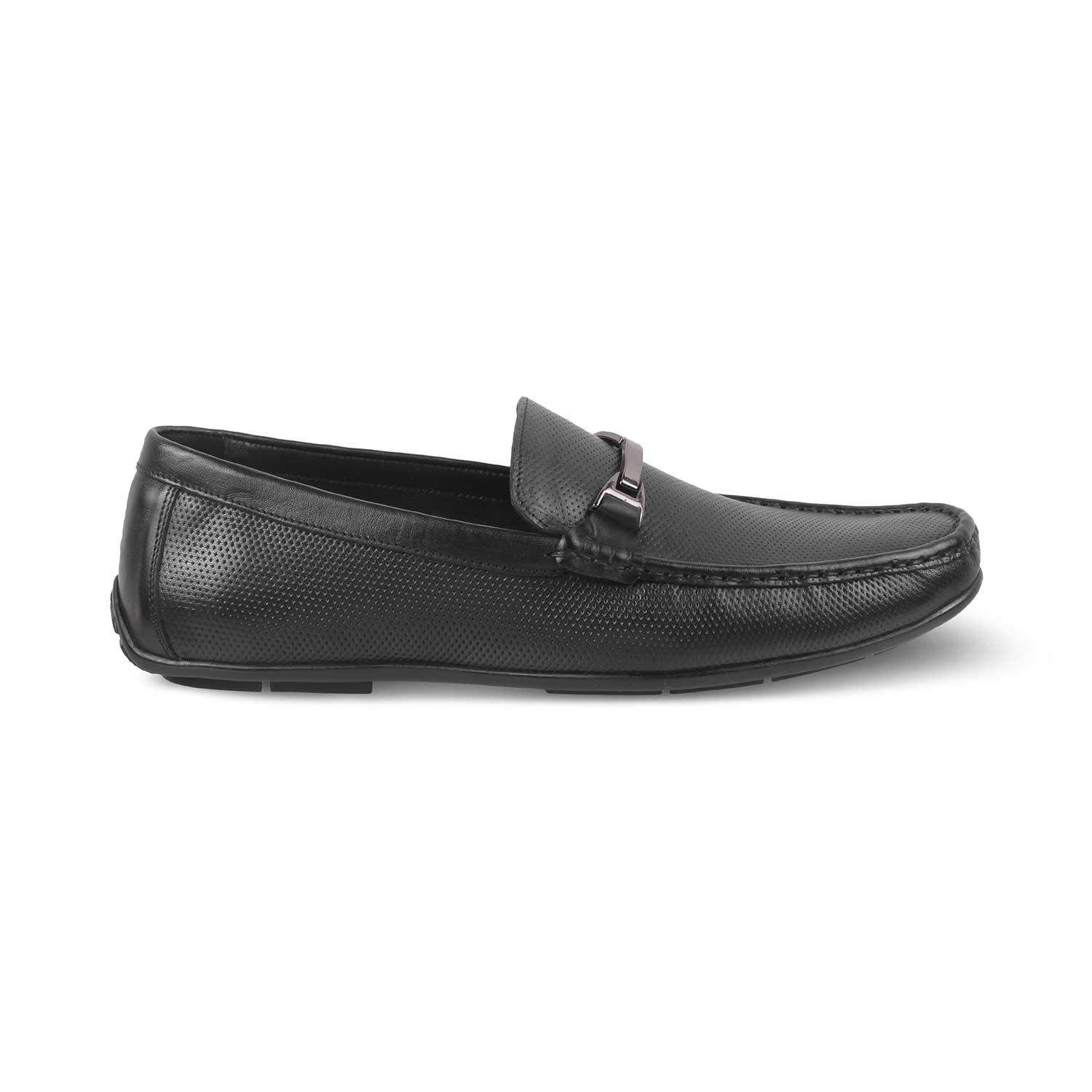 The Abianca Black Men's Leather Driving Loafers Tresmode - Tresmode