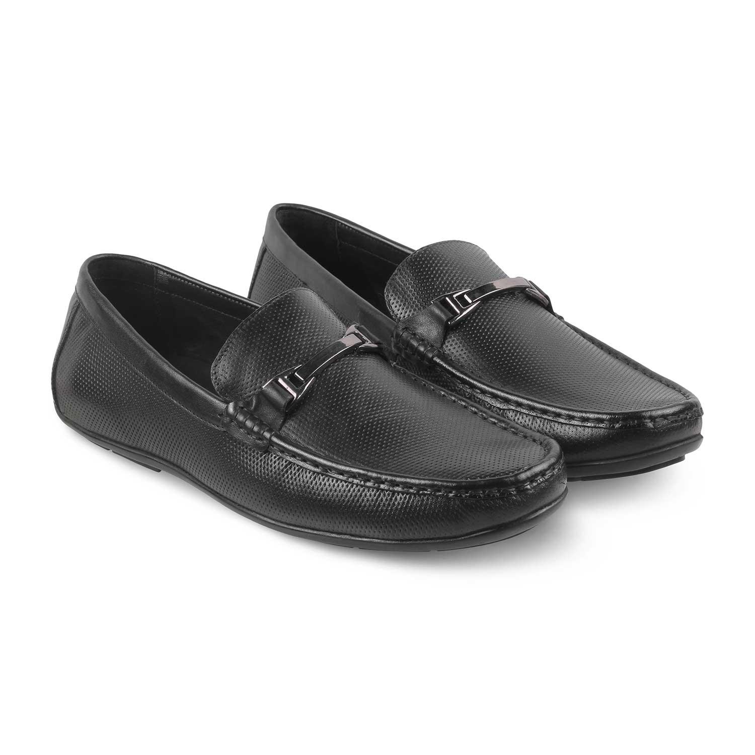 The Abianca Black Men's Leather Driving Loafers Tresmode - Tresmode