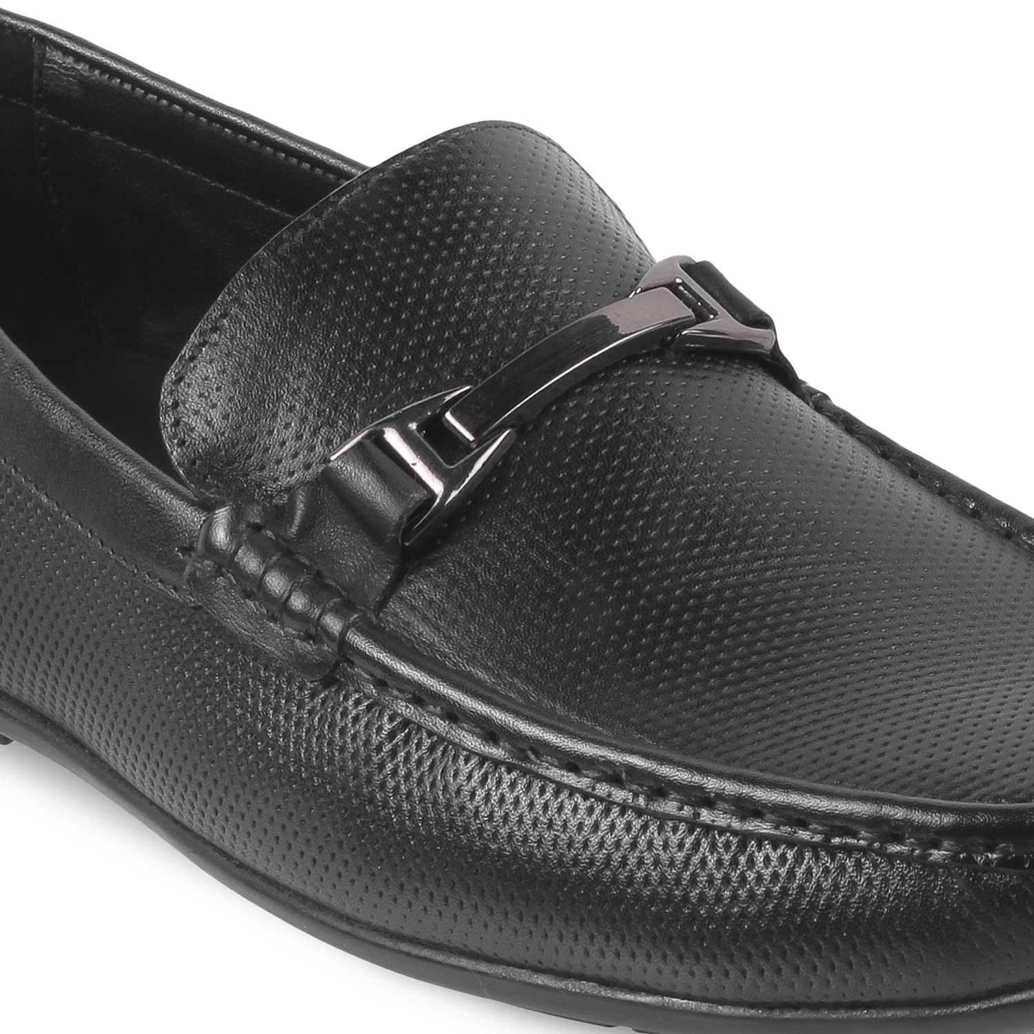 The Abianca Black Men's Leather Driving Loafers Tresmode - Tresmode