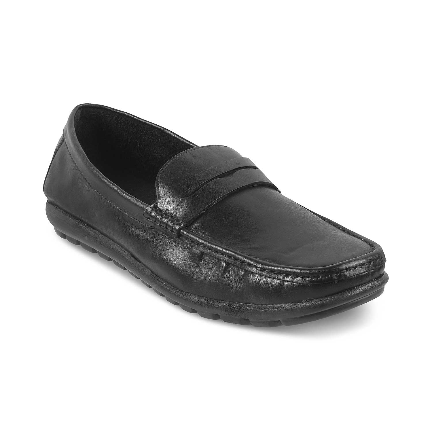 The Argento Black Men's Leather Loafers Tresmode - Tresmode