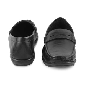 The Argento Black Men's Leather Loafers Tresmode - Tresmode