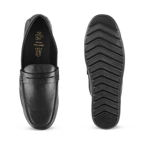 The Argento Black Men's Leather Loafers Tresmode - Tresmode