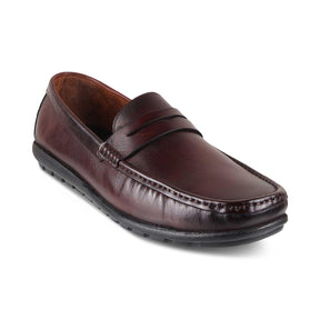 The Argento Brown Men's Leather Loafers Tresmode - Tresmode