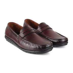 The Argento Brown Men's Leather Loafers Tresmode - Tresmode