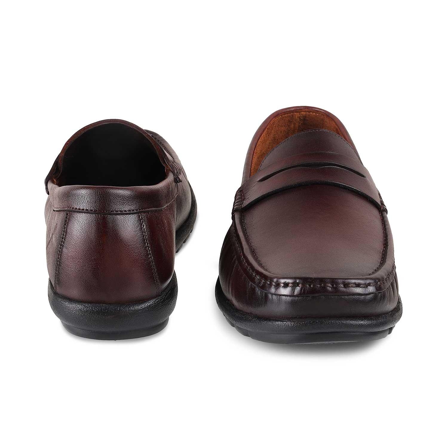 The Argento Brown Men's Leather Loafers Tresmode - Tresmode