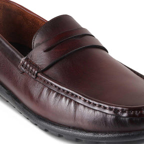 The Argento Brown Men's Leather Loafers Tresmode - Tresmode