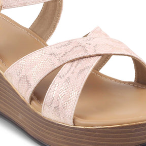 The Avignon Pink Women's Dress Wedge Sandals Tresmode - Tresmode