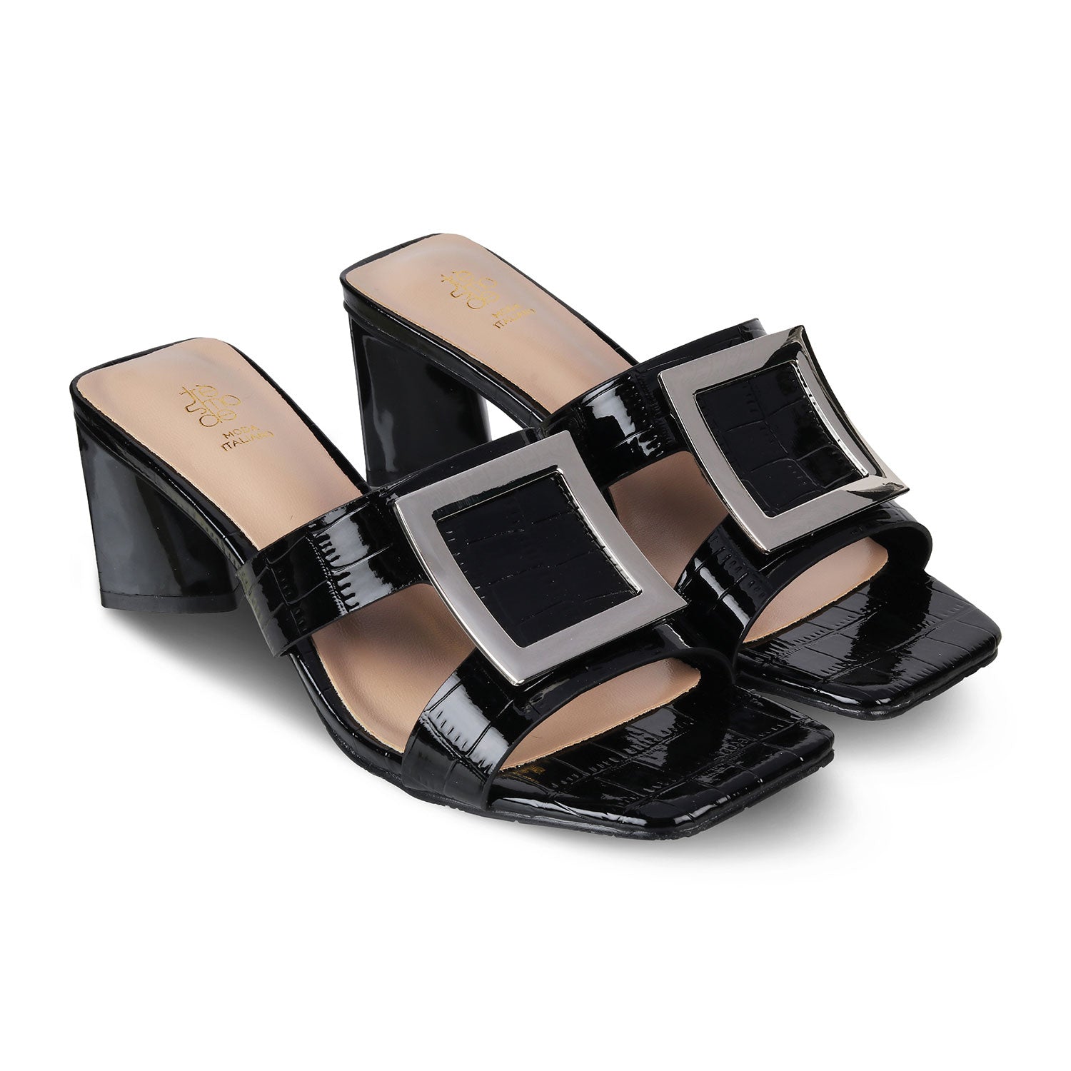 The Bath Black Women's Dress Block Heel Sandals Tresmode - Tresmode