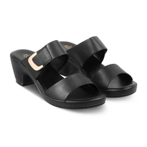 The Baza Black Women's Casual Block Heel Sandals Tresmode - Tresmode