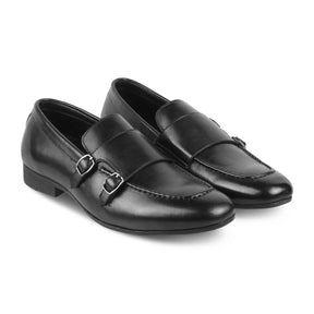 The Bern Black Men's Double Monk Shoes Tresmode - Tresmode