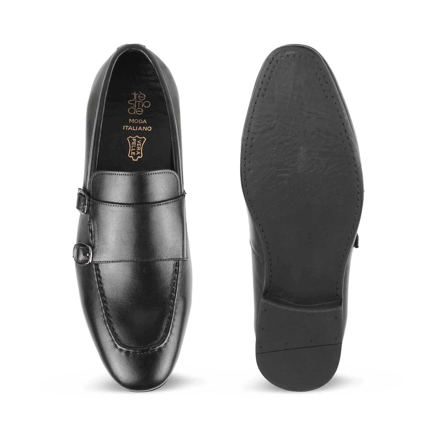 The Bern Black Men's Double Monk Shoes Tresmode - Tresmode