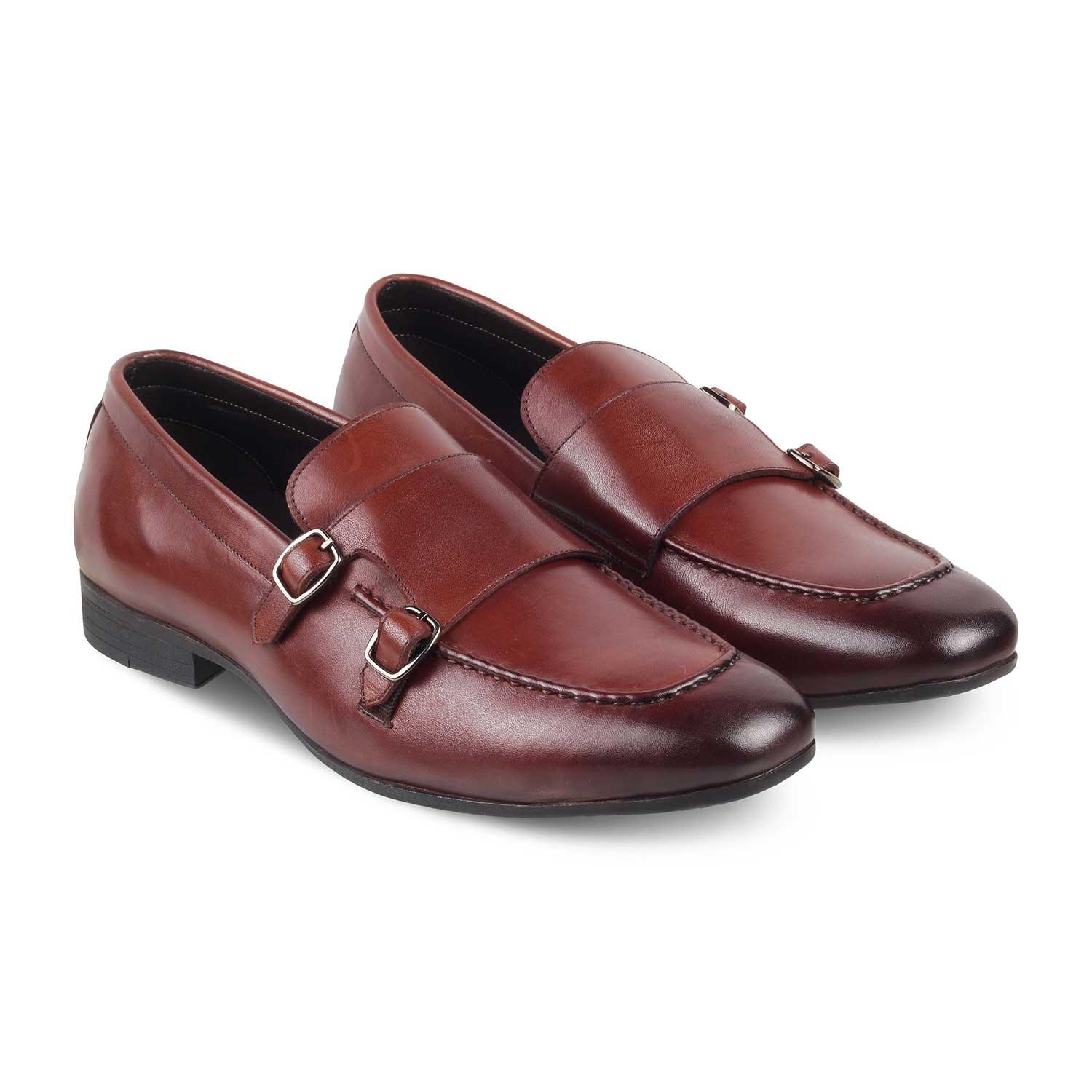 The Bern Brown Men's Double Monk Shoes Tresmode - Tresmode