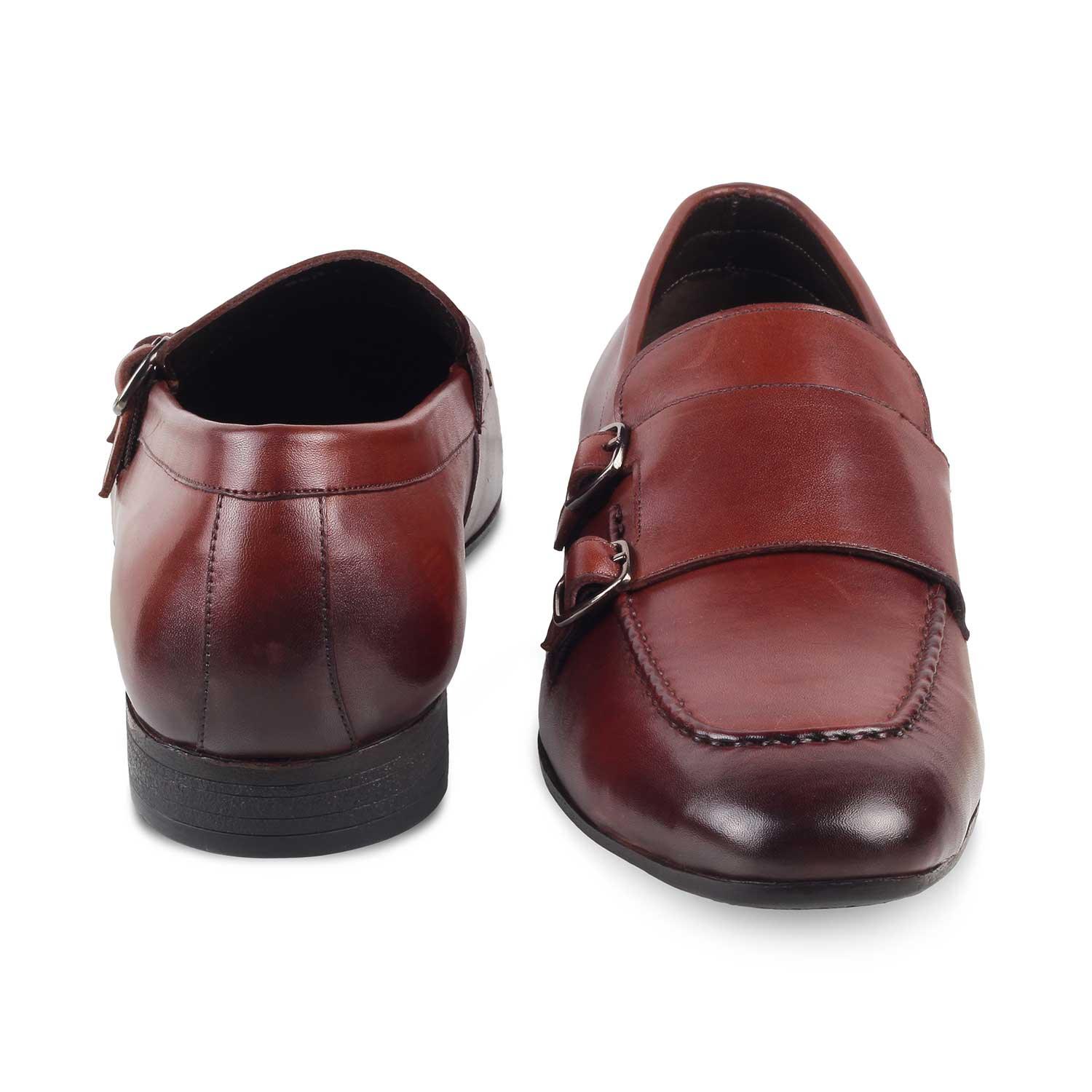 The Bern Brown Men's Double Monk Shoes Tresmode - Tresmode