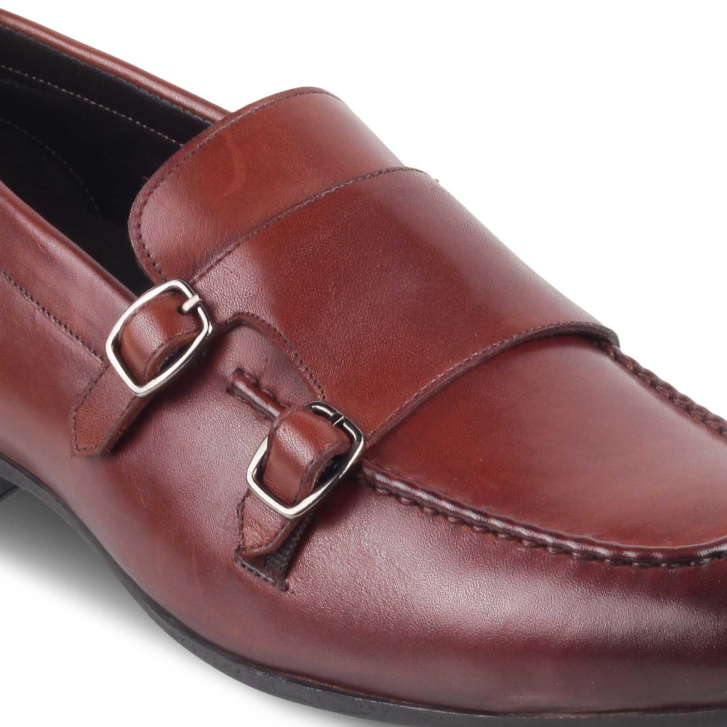 The Bern Brown Men's Double Monk Shoes Tresmode - Tresmode