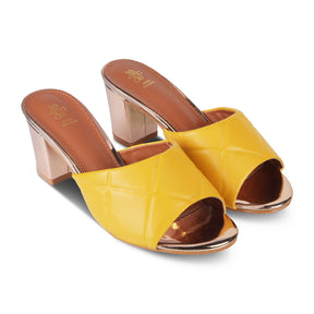 The Britle Yellow Women's Dress Block Heel Sandals Tresmode - Tresmode