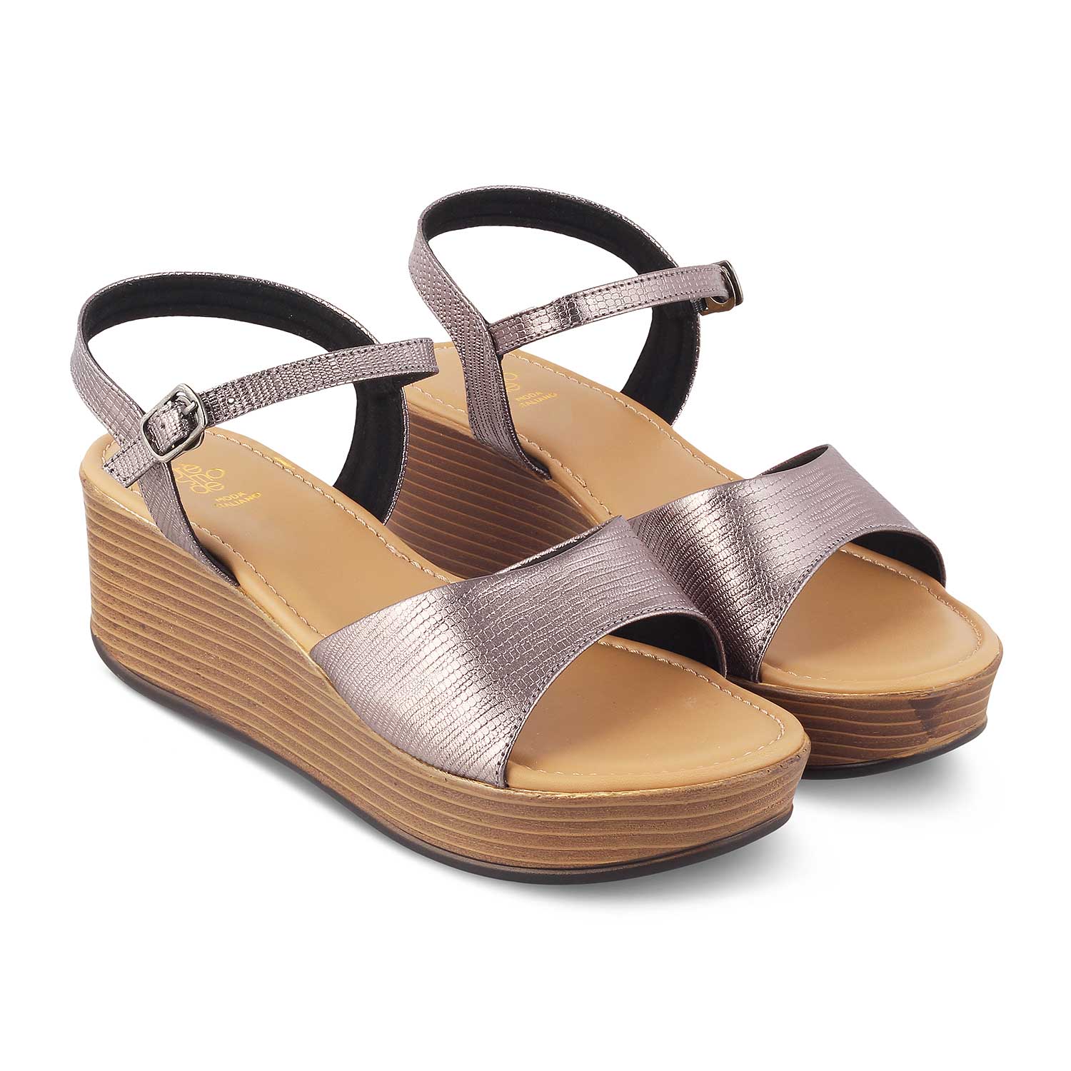 The Cannes Pewter Women's Dress Wedge Sandals Tresmode - Tresmode