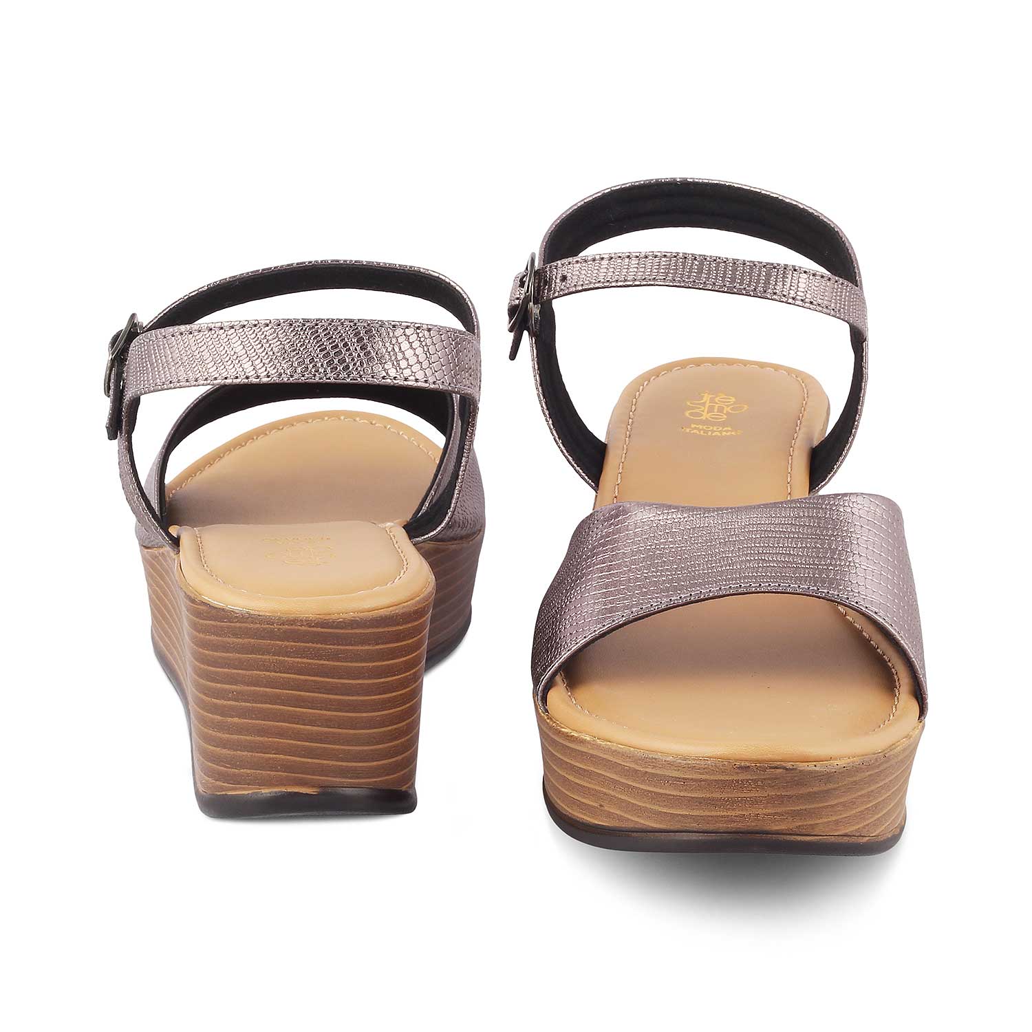 The Cannes Pewter Women's Dress Wedge Sandals Tresmode - Tresmode