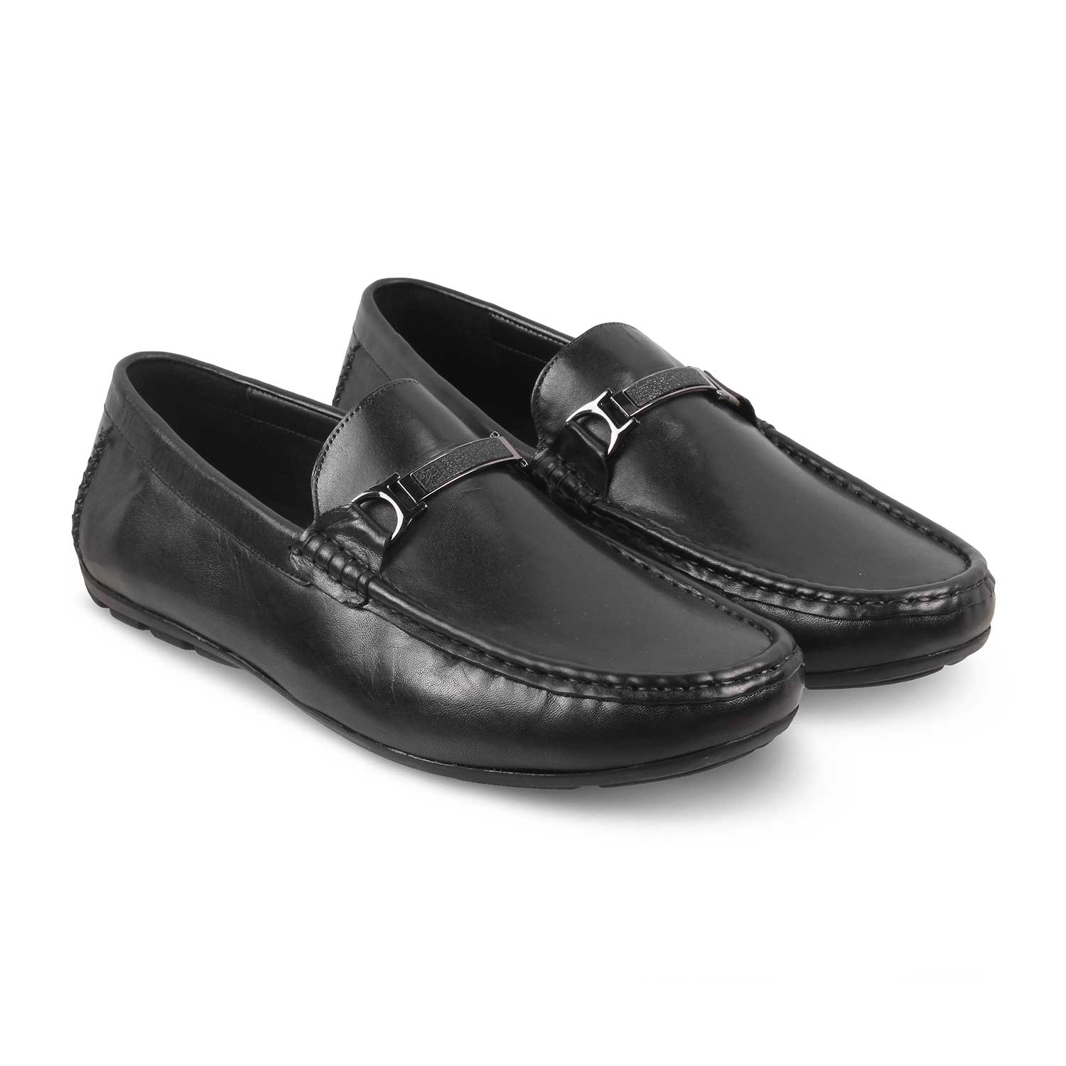 The Cegold Black Men's Leather Driving Loafers Tresmode - Tresmode