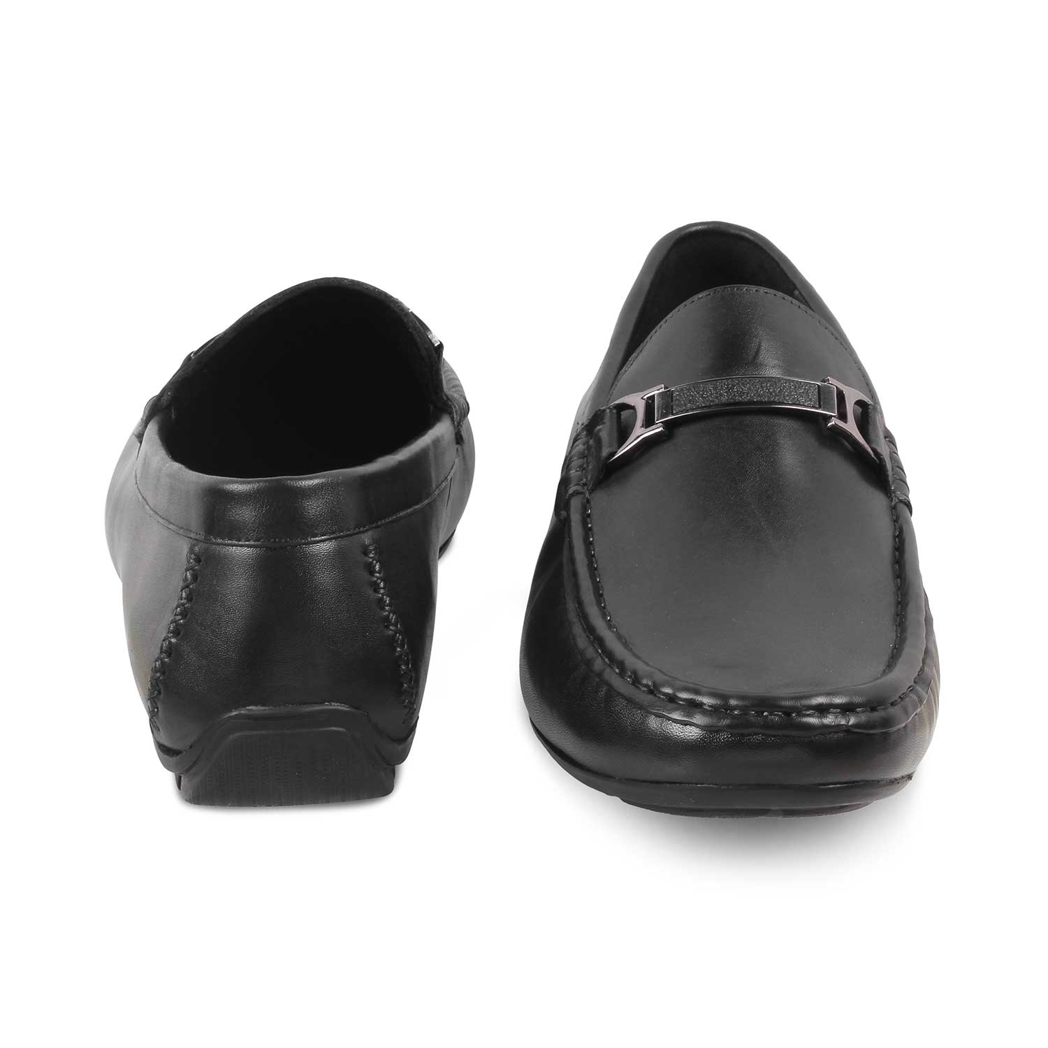 The Cegold Black Men's Leather Driving Loafers Tresmode - Tresmode