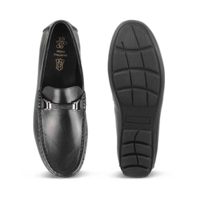 The Cegold Black Men's Leather Driving Loafers Tresmode - Tresmode