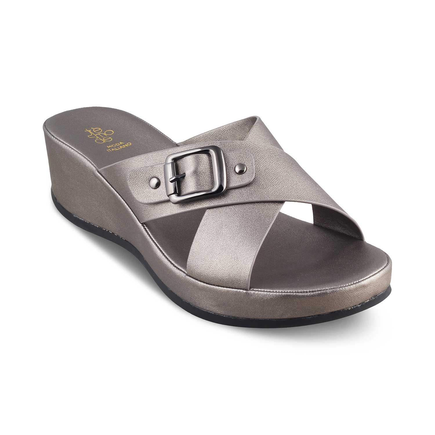 The Charlotte Pewter Women's Dress Wedge Sandals Tresmode - Tresmode