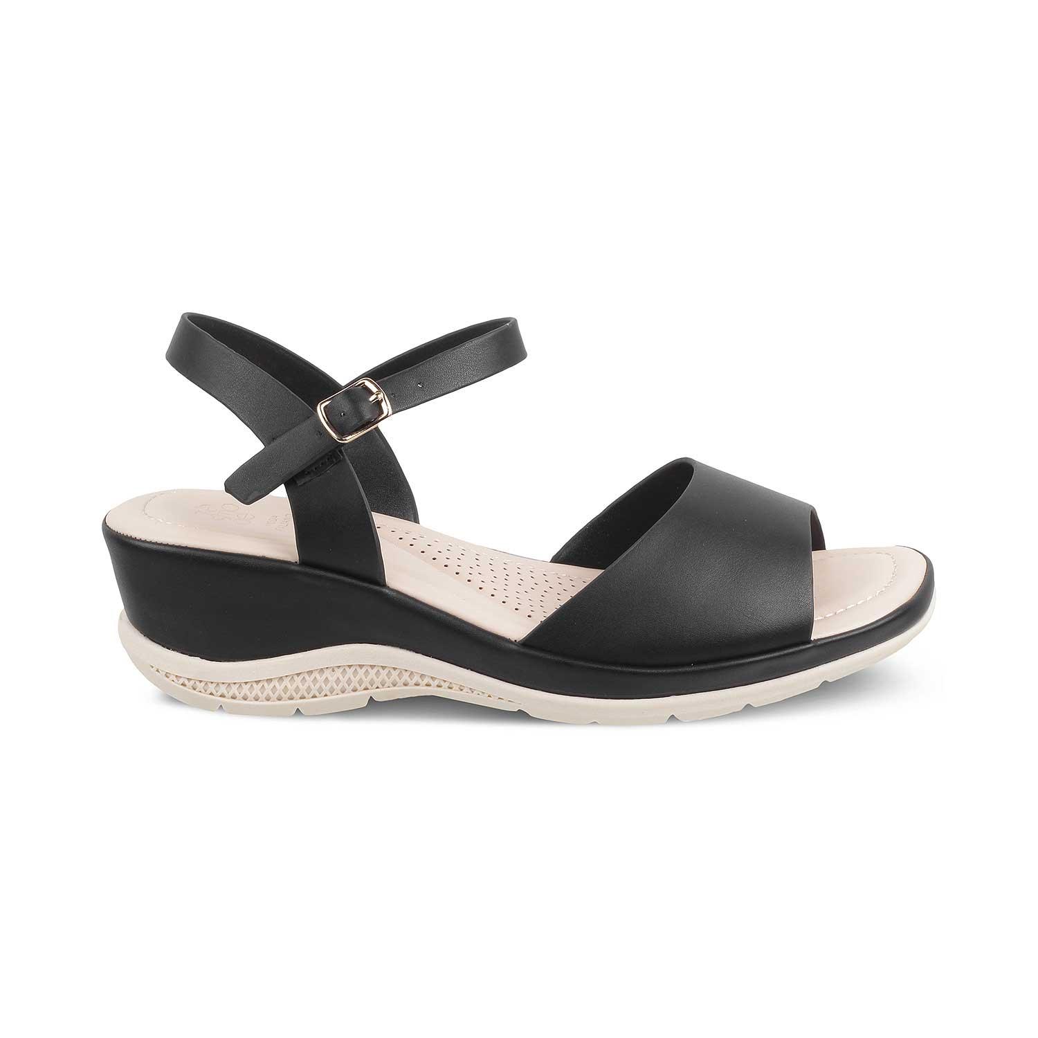 The Clej Black Women's Casual Wedge Sandals Tresmode - Tresmode