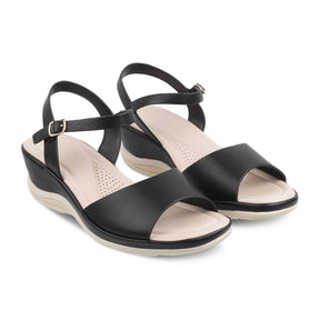 The Clej Black Women's Casual Wedge Sandals Tresmode - Tresmode