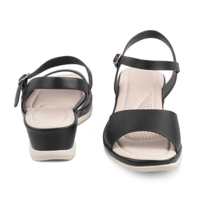 The Clej Black Women's Casual Wedge Sandals Tresmode - Tresmode