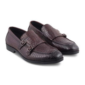 The Cliz Brown Men's Double Monk Shoes Tresmode - Tresmode