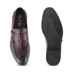 The Cliz Brown Men's Double Monk Shoes Tresmode - Tresmode