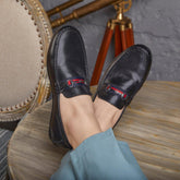 The Crada Black Men's Leather Loafers - Tresmode