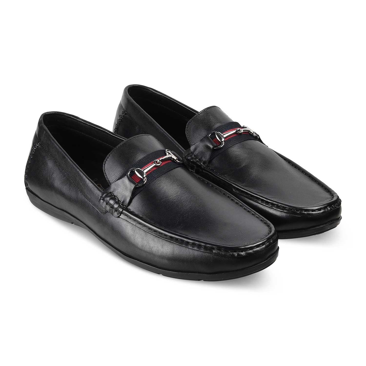 The Crada Black Men's Leather Loafers - Tresmode