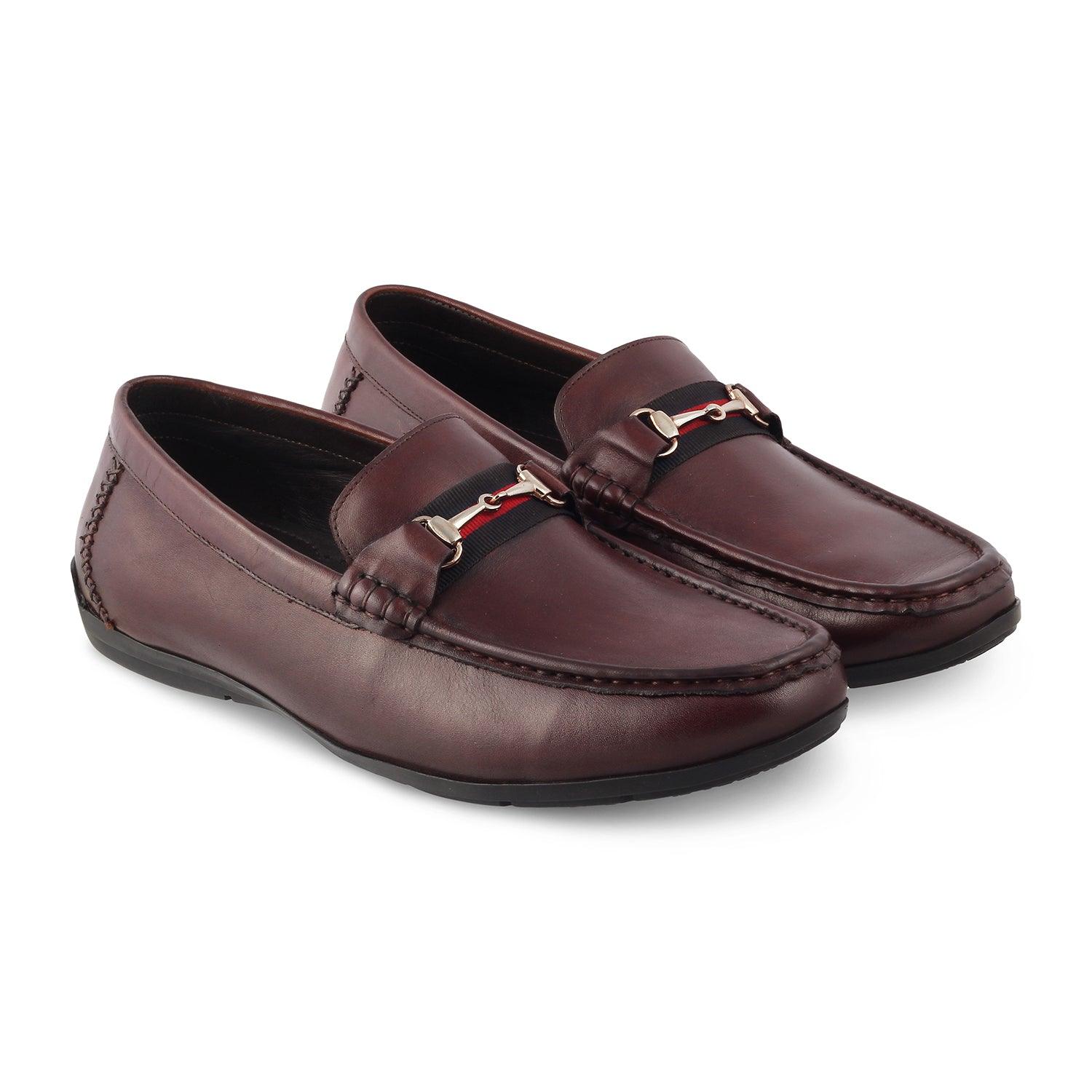 The Crada Brown Men's Leather Driving Loafers Tresmode - Tresmode