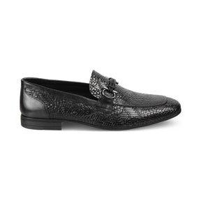 The Crint Black Men's Leather Loafers - Tresmode