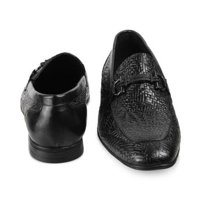 The Crint Black Men's Leather Loafers - Tresmode