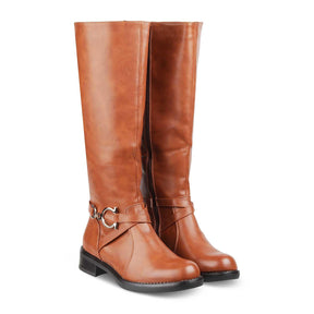 The Forsaa Tan Women's Knee-length Boots Tresmode - Tresmode