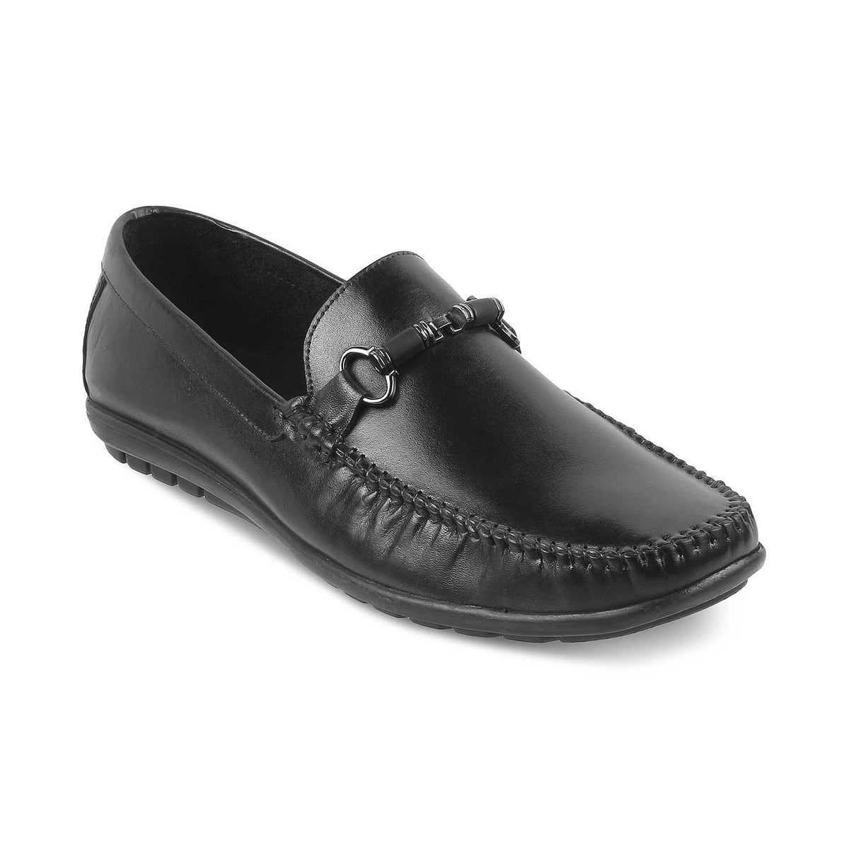 The Freccia Black Men's Leather Driving Loafers Tresmode - Tresmode