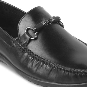 The Freccia Black Men's Leather Driving Loafers Tresmode - Tresmode