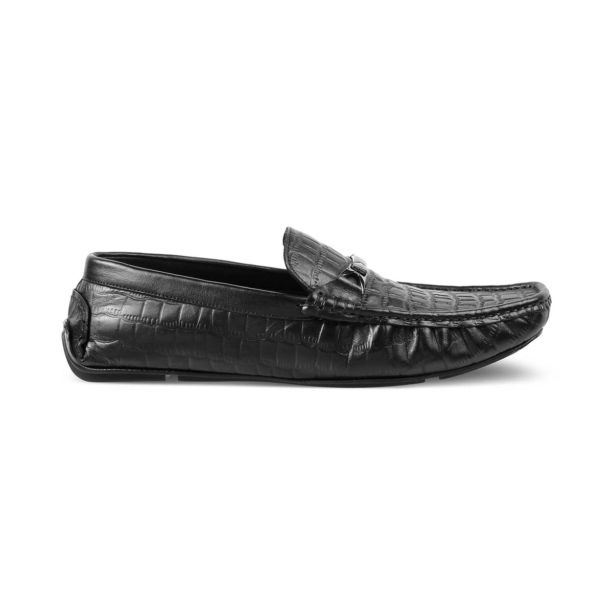 The Hummer Black Men's Leather Driving Loafers Tresmode - Tresmode
