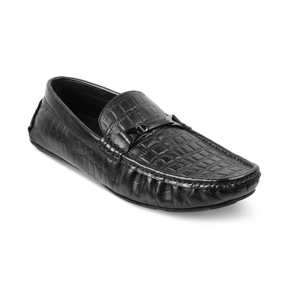 The Hummer Black Men's Leather Driving Loafers Tresmode - Tresmode