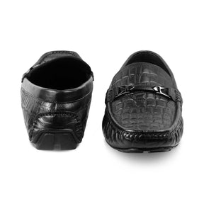 The Hummer Black Men's Leather Driving Loafers Tresmode - Tresmode