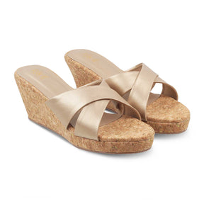 The Lyon Champagne Women's Dress Wedge Sandals Tresmode - Tresmode