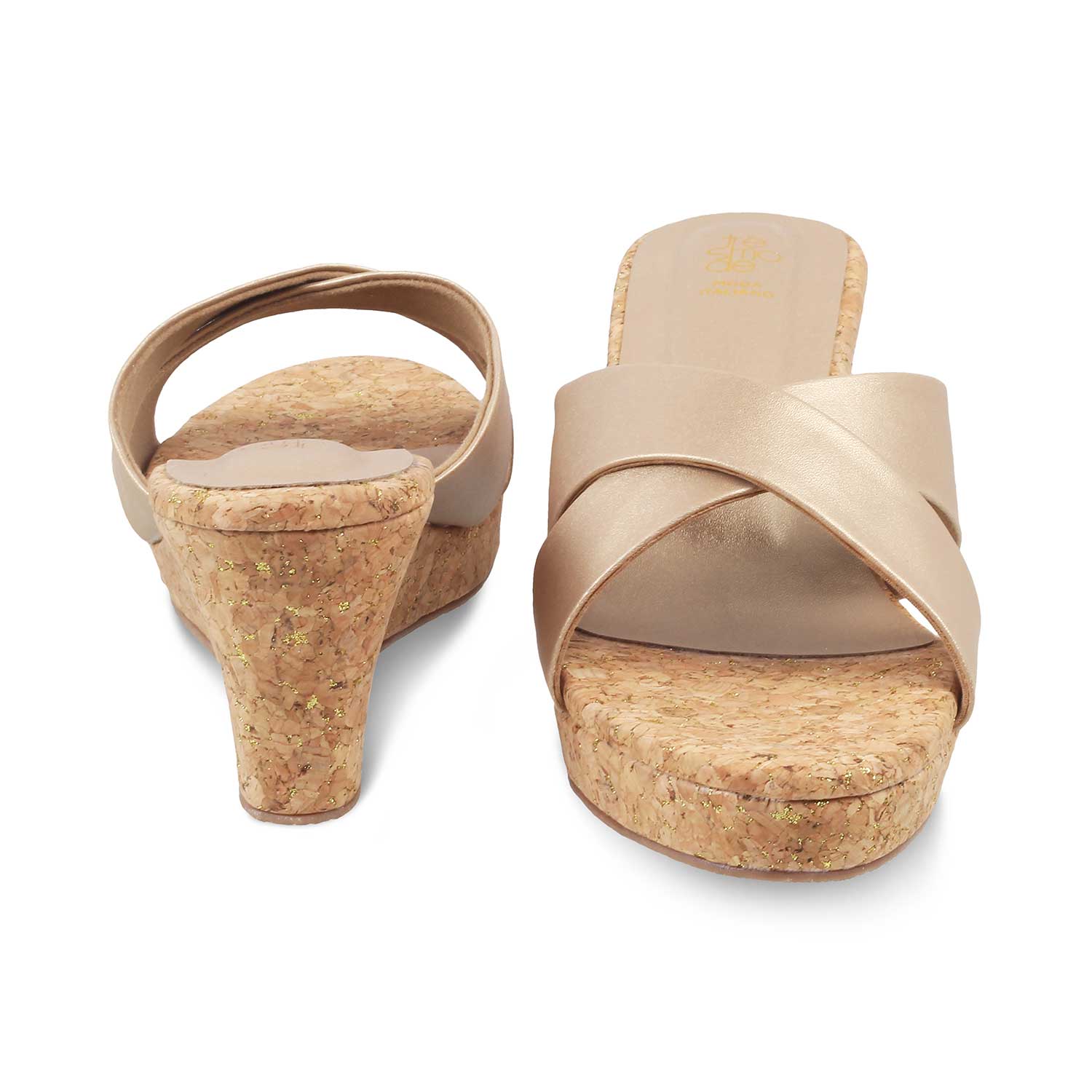 The Lyon Champagne Women's Dress Wedge Sandals Tresmode - Tresmode