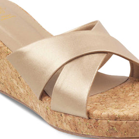 The Lyon Champagne Women's Dress Wedge Sandals Tresmode - Tresmode