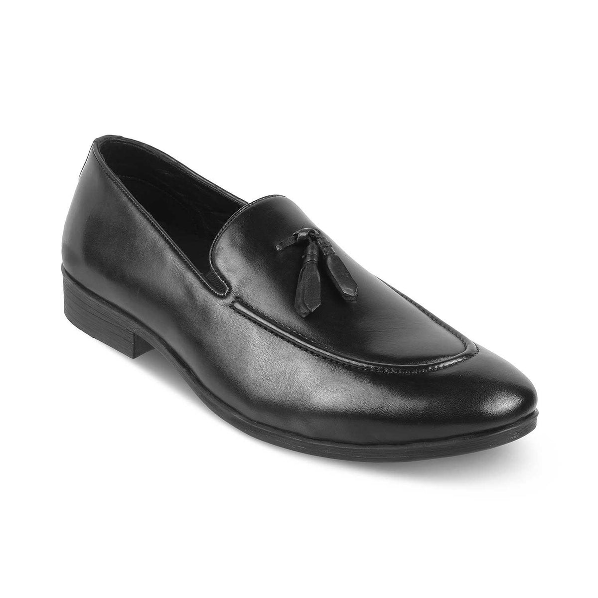 The Michan Black Men's Leather Tassel Loafers Tresmode - Tresmode